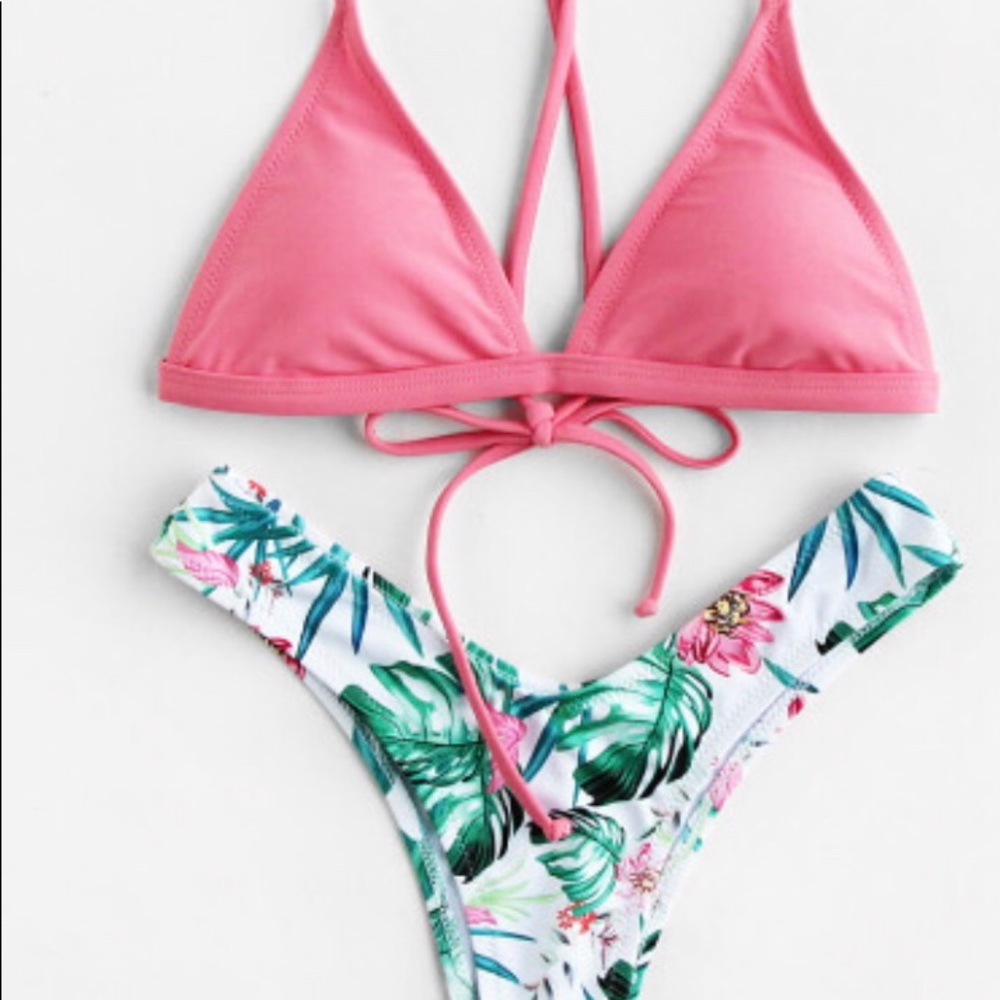 *NWOT* Pink and tropical bikini set